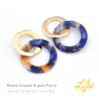 ラウンドひょう柄ゴールドピアス